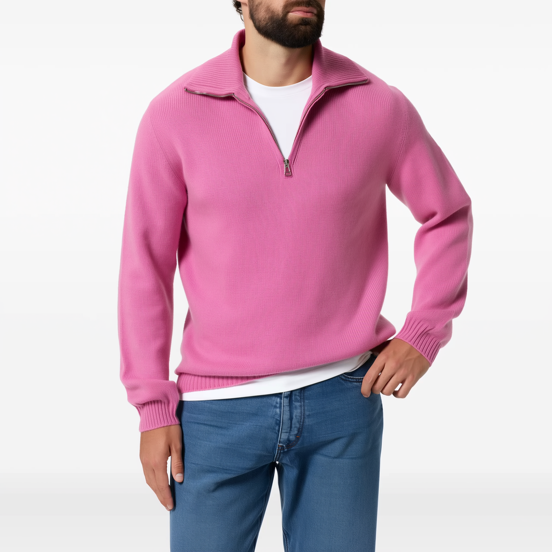 Sergiu™ - Elegancki sweter z krótkim zamkiem