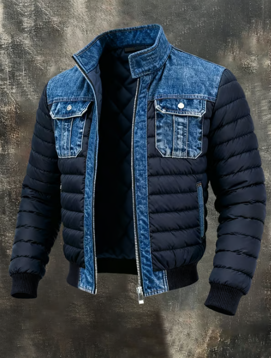 Oliwier™ - Pikowana kurtka z eleganckimi detalami z denimu
