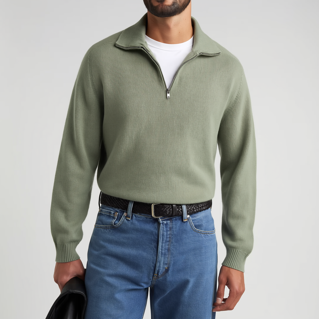 Sergiu™ - Elegancki sweter z krótkim zamkiem