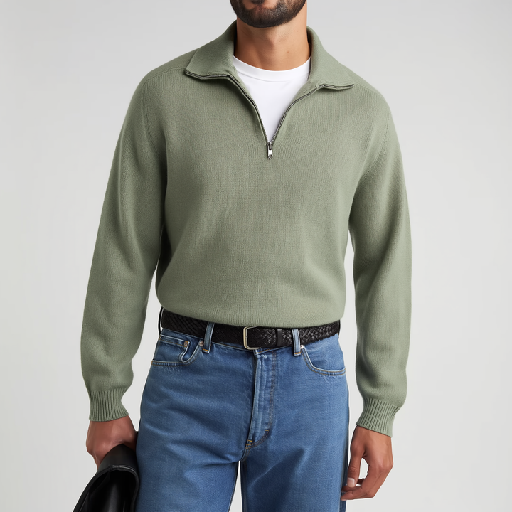 Sergiu™ - Elegancki sweter z krótkim zamkiem