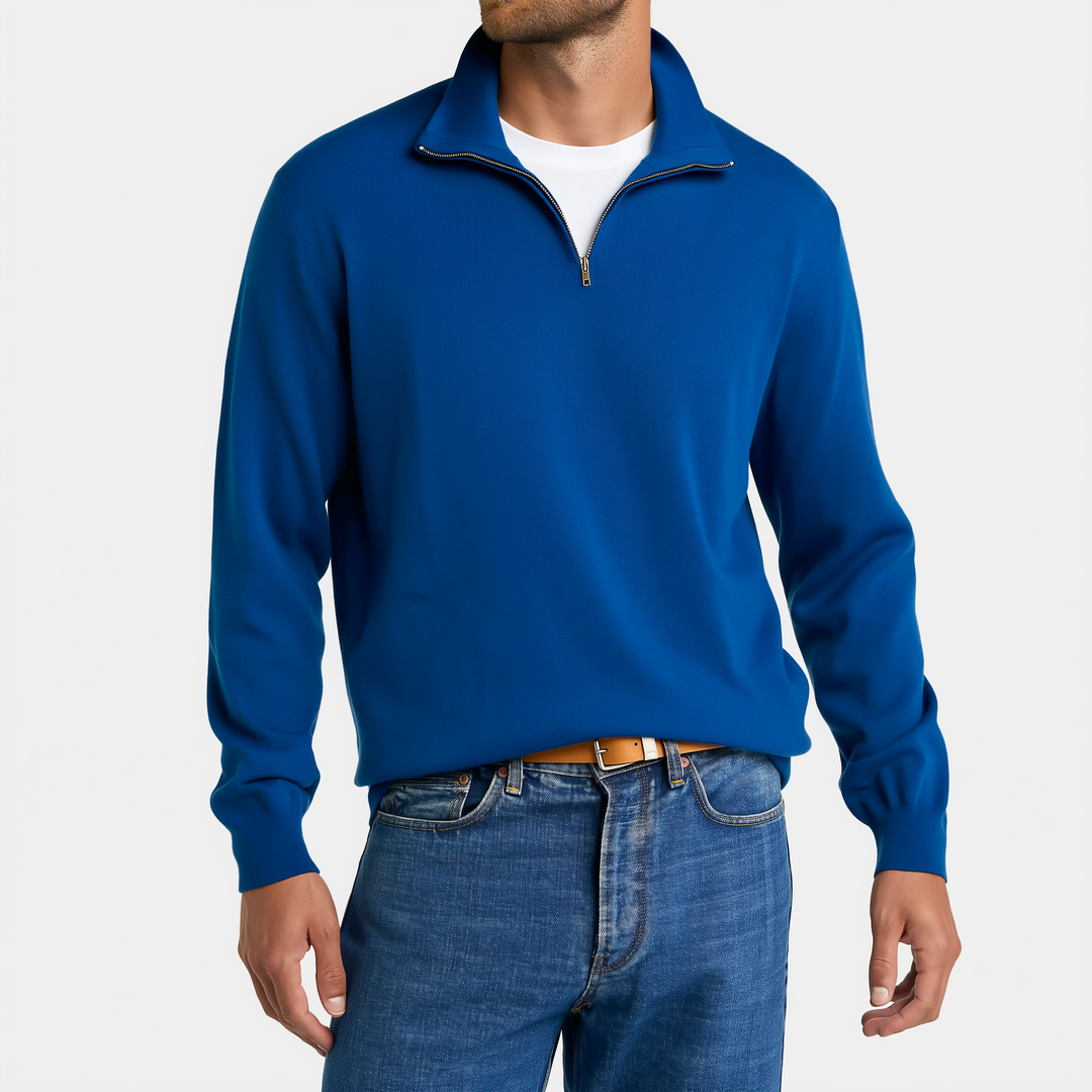 Sergiu™ - Elegancki sweter z krótkim zamkiem