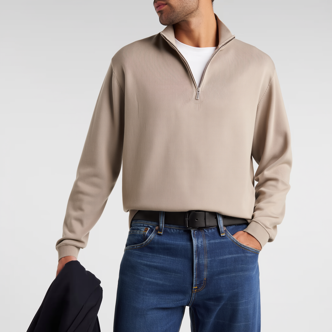 Sergiu™ - Elegancki sweter z krótkim zamkiem