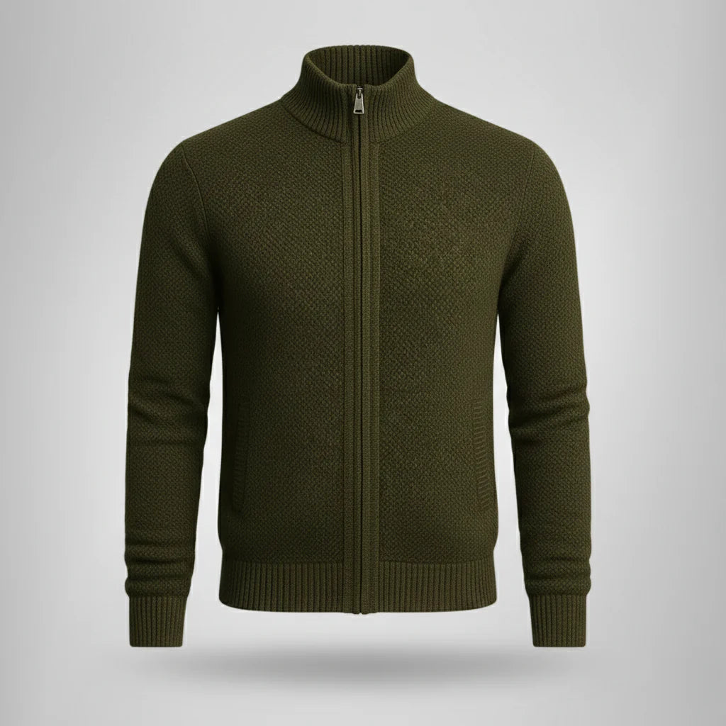 Leandro™ - Wełniany kardigan zapinany na suwak